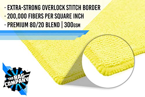 The Rag Company - All-Purpose Microfiber Terry Cleaning Towels - Commercial Grade, Highly Absorbent, Lint-Free, Streak-Free, Kitchens, Bathrooms, Offices, 300gsm, 16in x 16in, Yellow (12-Pack)