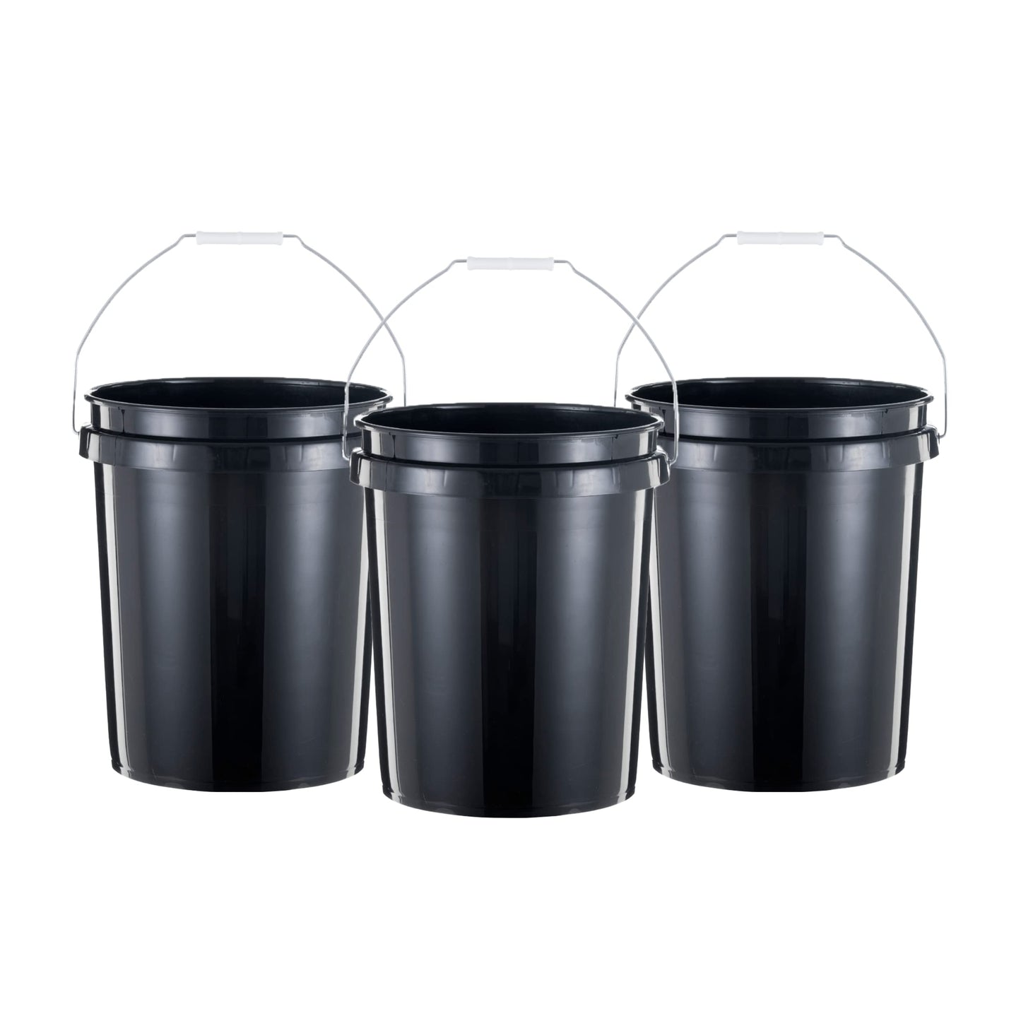 United Solutions 5 Gallon Bucket Heavy Duty Plastic Bucket Comfortable Handle Easy to Clean Perfect for on The Job Home Improvement or Household Cleaning; Black 3 Pack