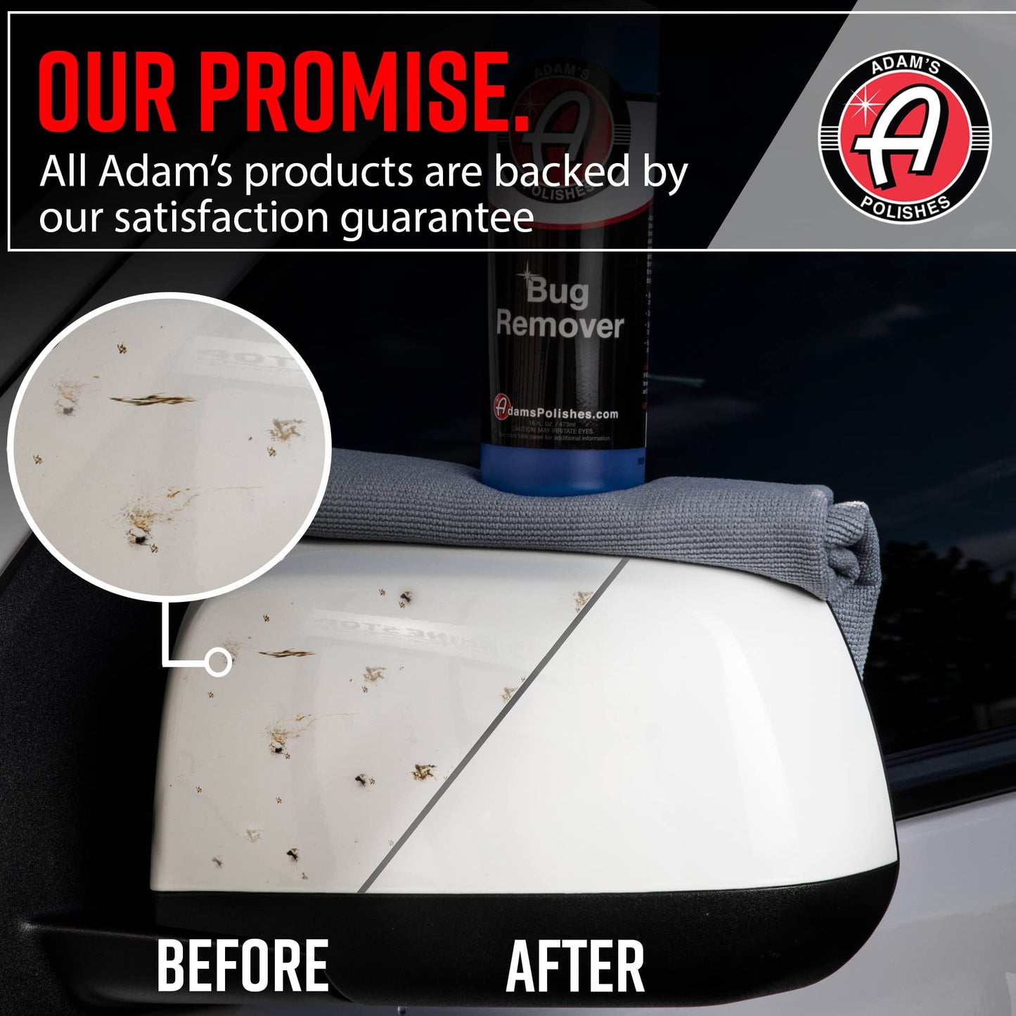 Adam's Polishes Car Bug Remover (16oz) - Powerful Car Bug Remover For Car Detailing | All Purpose Spray Removes Bug & Tar From Plastic, Rubber, Metal, Chrome, Glass, RV, Boat, Motorcycle