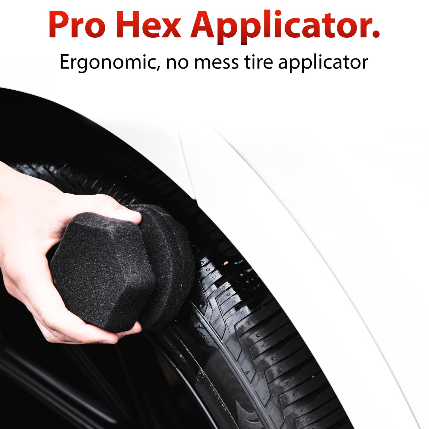 Adam's Polishes Pro Tire Hex Grip Applicator - Tire Shine Car Detailing Foam Sponge Tool | Car Cleaning Supplies After Car Wash Tire Cleaner | for Vinyl Rubber & Trim Accessories | Rim Cleaner