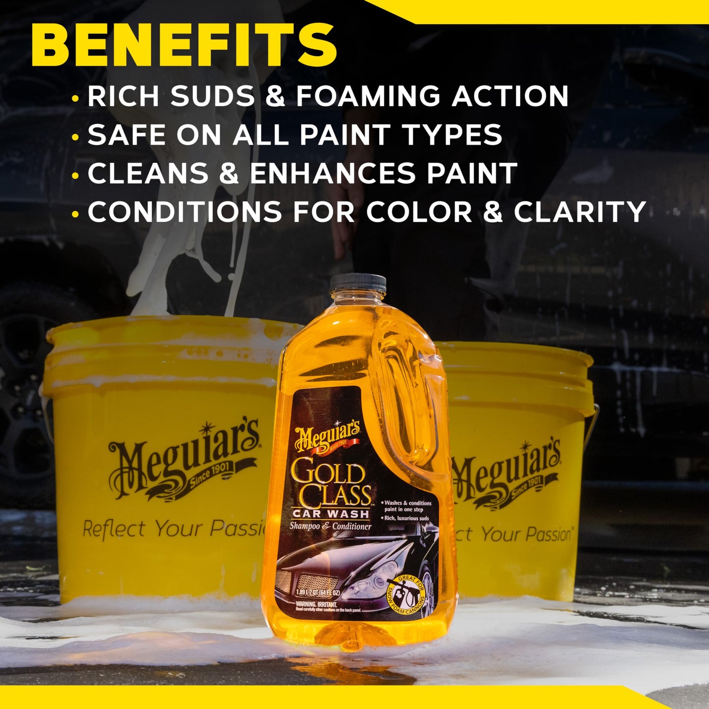 Meguiar's Gold Class Car Wash, Car Wash Foam for Car Cleaning – 64 Oz Container