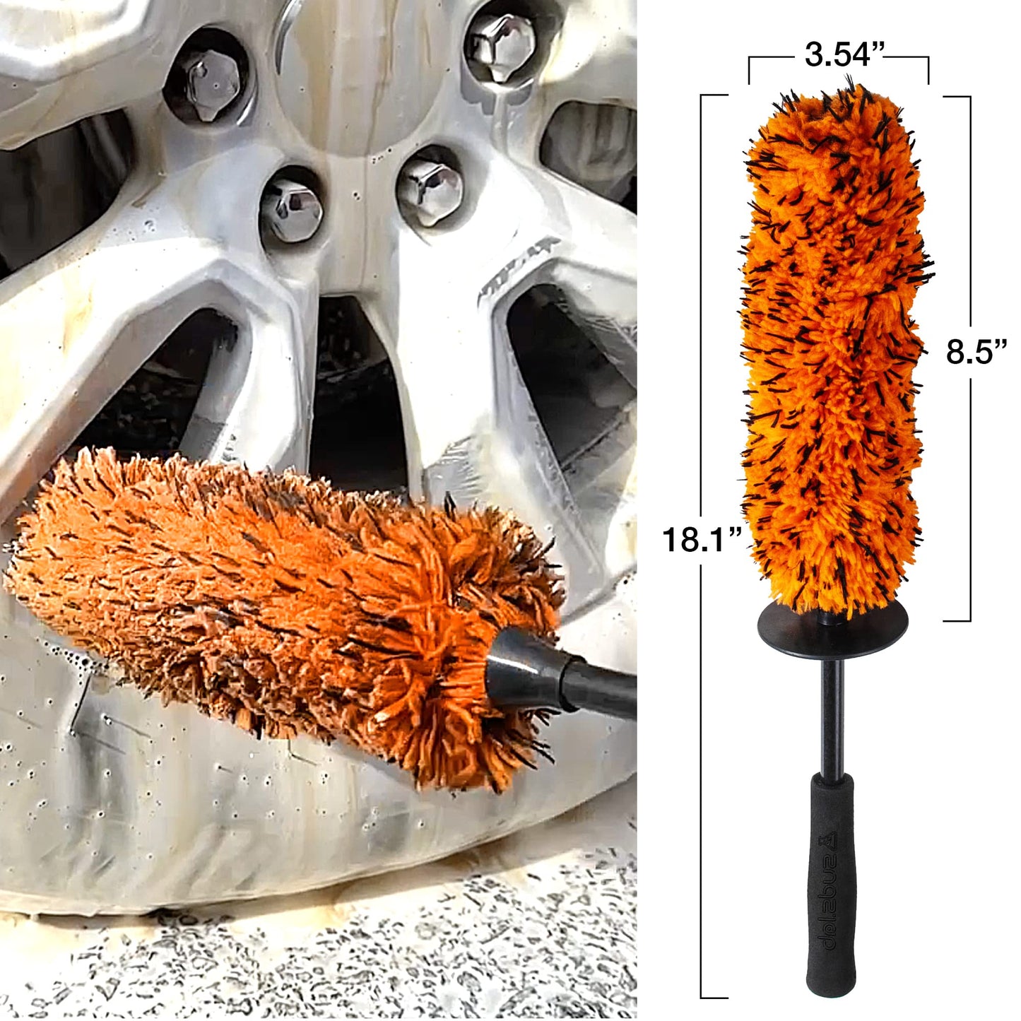 Suds Lab WB Microfiber Wheel Cleaning Brush - Multipurpose Rim and Wheel Microfiber Scrubber - Clean Hard to Reach Spots - 16" Total Length